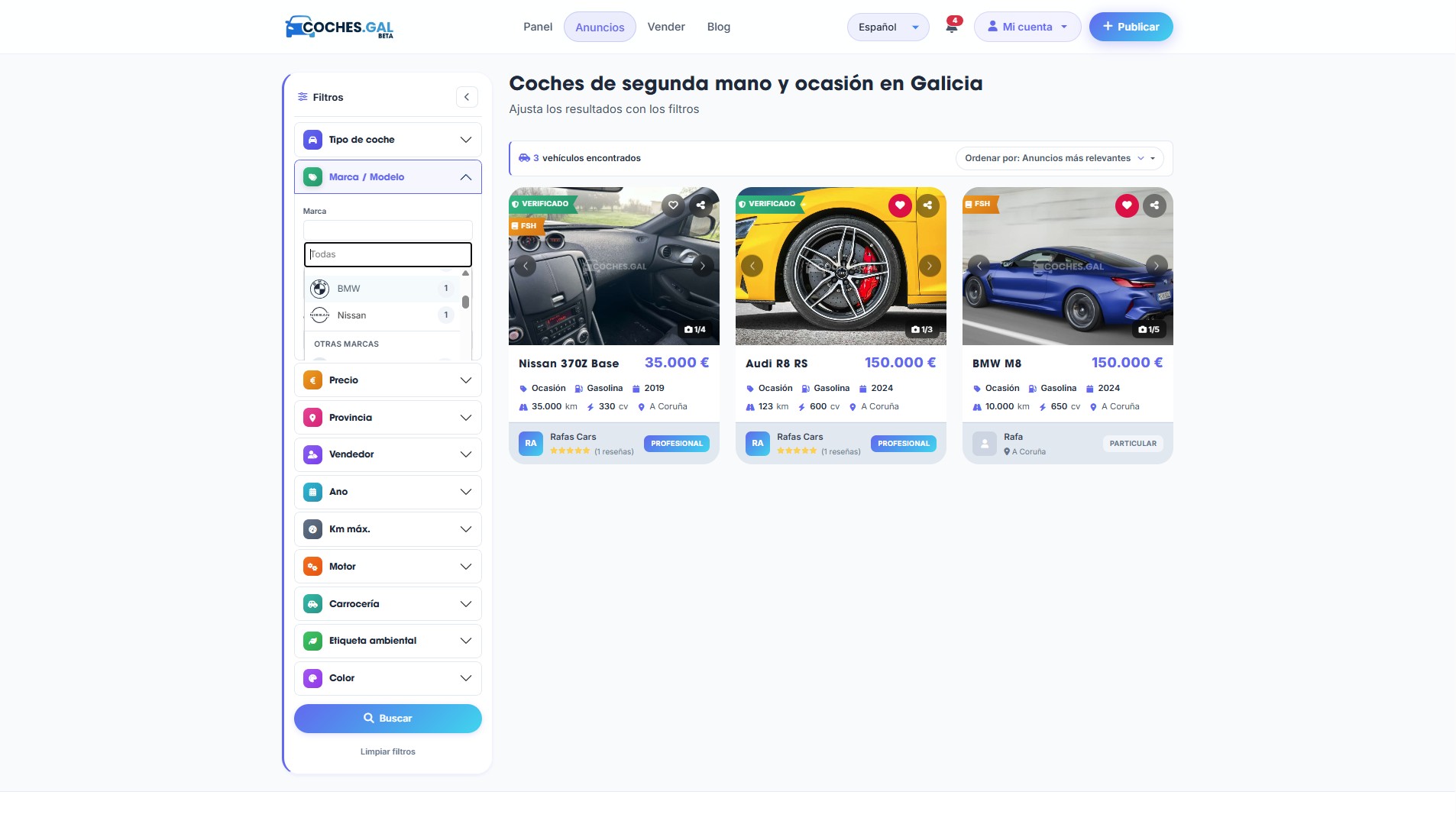 COCHES.GAL — Buscador